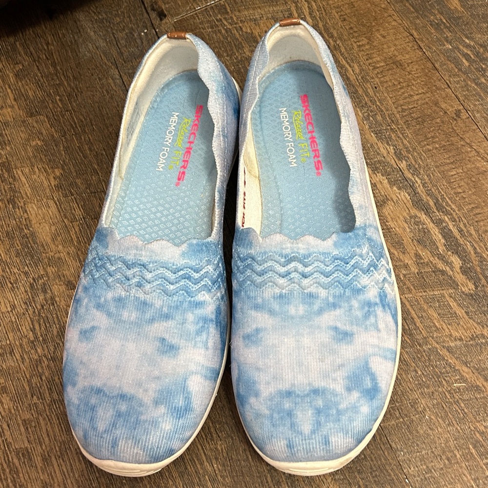 Skechers Knit Scalloped Slip-On Shoes Reggae Fest Umpire Blue‎ Size 8.5 Cloud - Picture 2 of 8